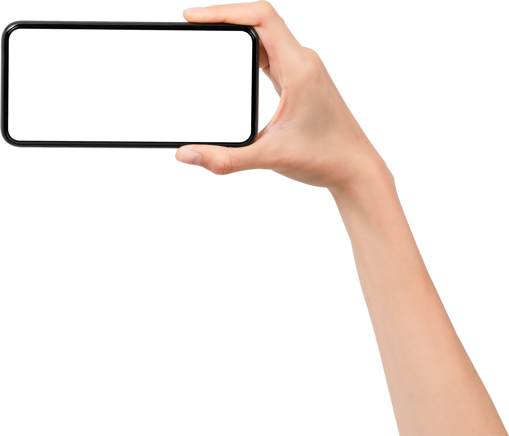 Smartphone Held Horizontally with Blank Screen